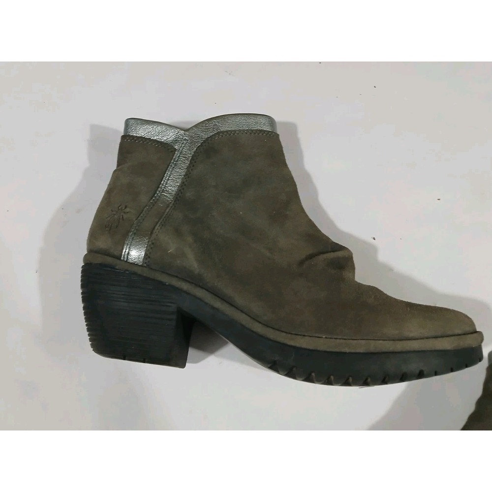 Fly London Wynn Block Heel Ankle Boots Booties Size 38 7.5 8 Brown Suede Zip - Picture 3 of 10